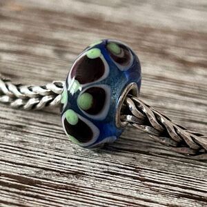 TROLLBEADS Black Green Blue Floral Spotted Unique LAA 925S Excellent Preloved